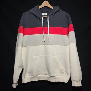Marine Layer 14105 Men's Colorblock Fleece Hoodie Charcoal Brick Gray Beige XL*